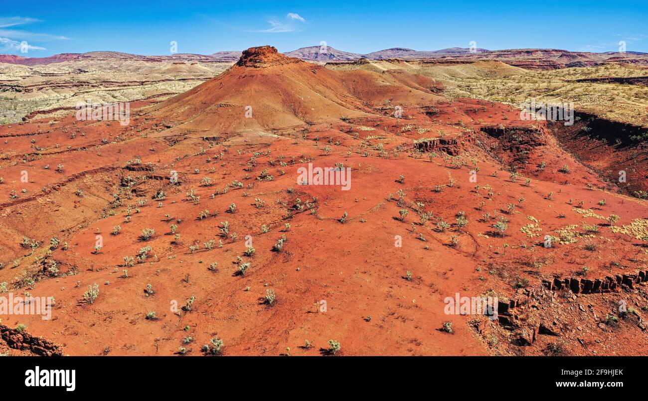 Pilbara is a region in Northern Western Australia known for the red earth and its vast mineral deposits in particular iron ore. Stock Photo