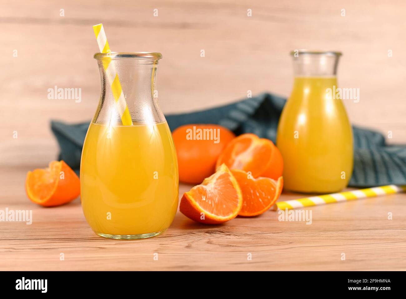 Jars with homemade lemonade made from citrus fruits Stock Photo