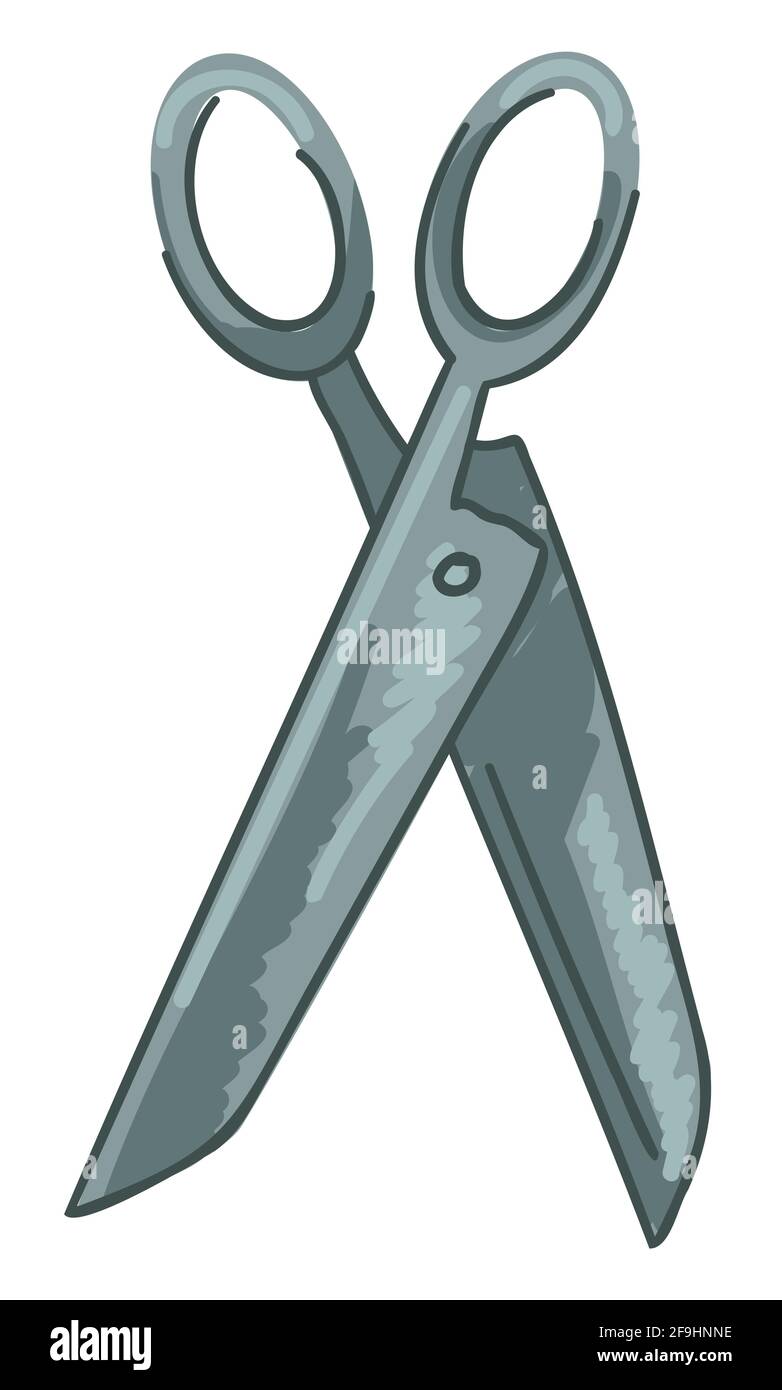 Ancient old fashioned scissors with sharp blade Stock Vector