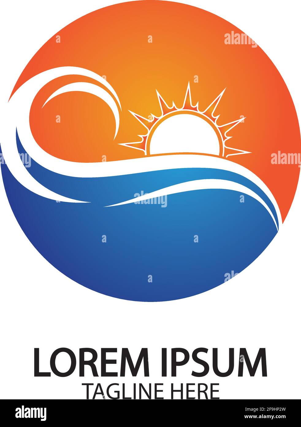 Water wave and sun icon vector illustration design logo Stock Vector