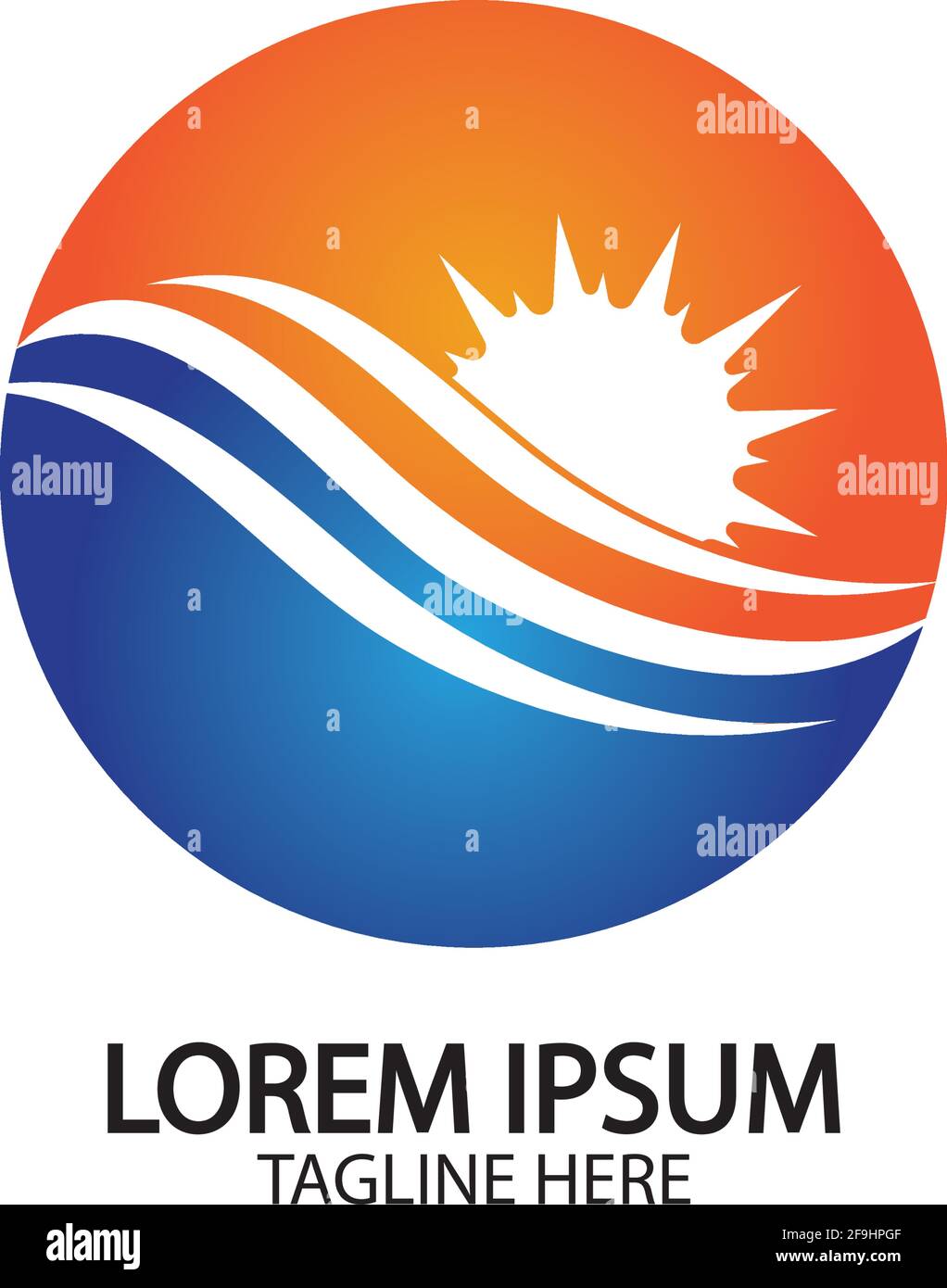 Water wave and sun icon vector illustration design logo Stock Vector