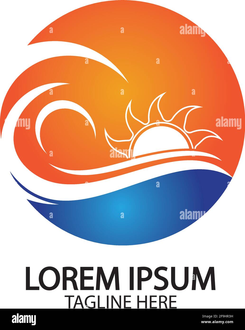 Water wave and sun icon vector illustration design logo Stock Vector ...