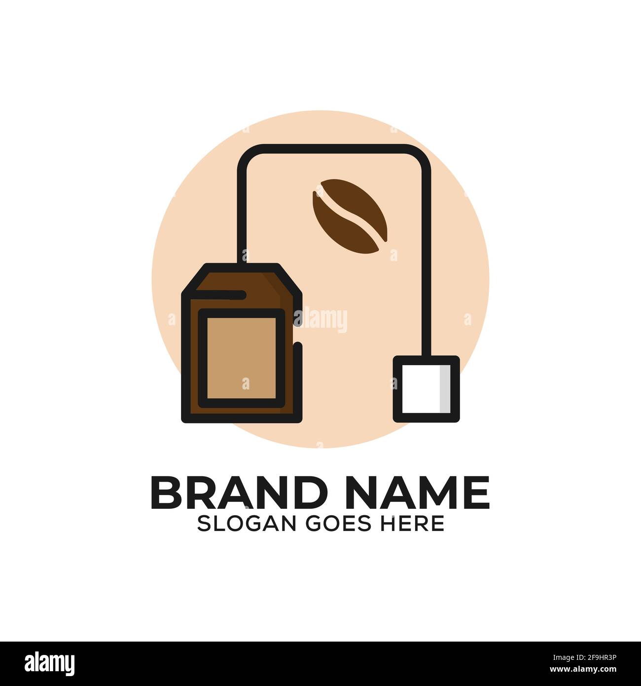coffee bean and tea bag logo with flat design, can used coffee shop