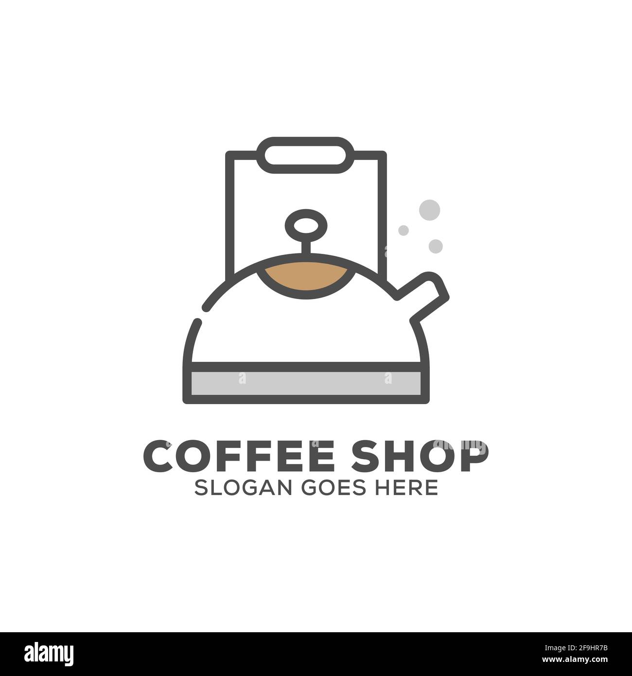 flat design kettle logo inspiration,can used Coffee shop or cafe and bar logo icon template Stock Vector