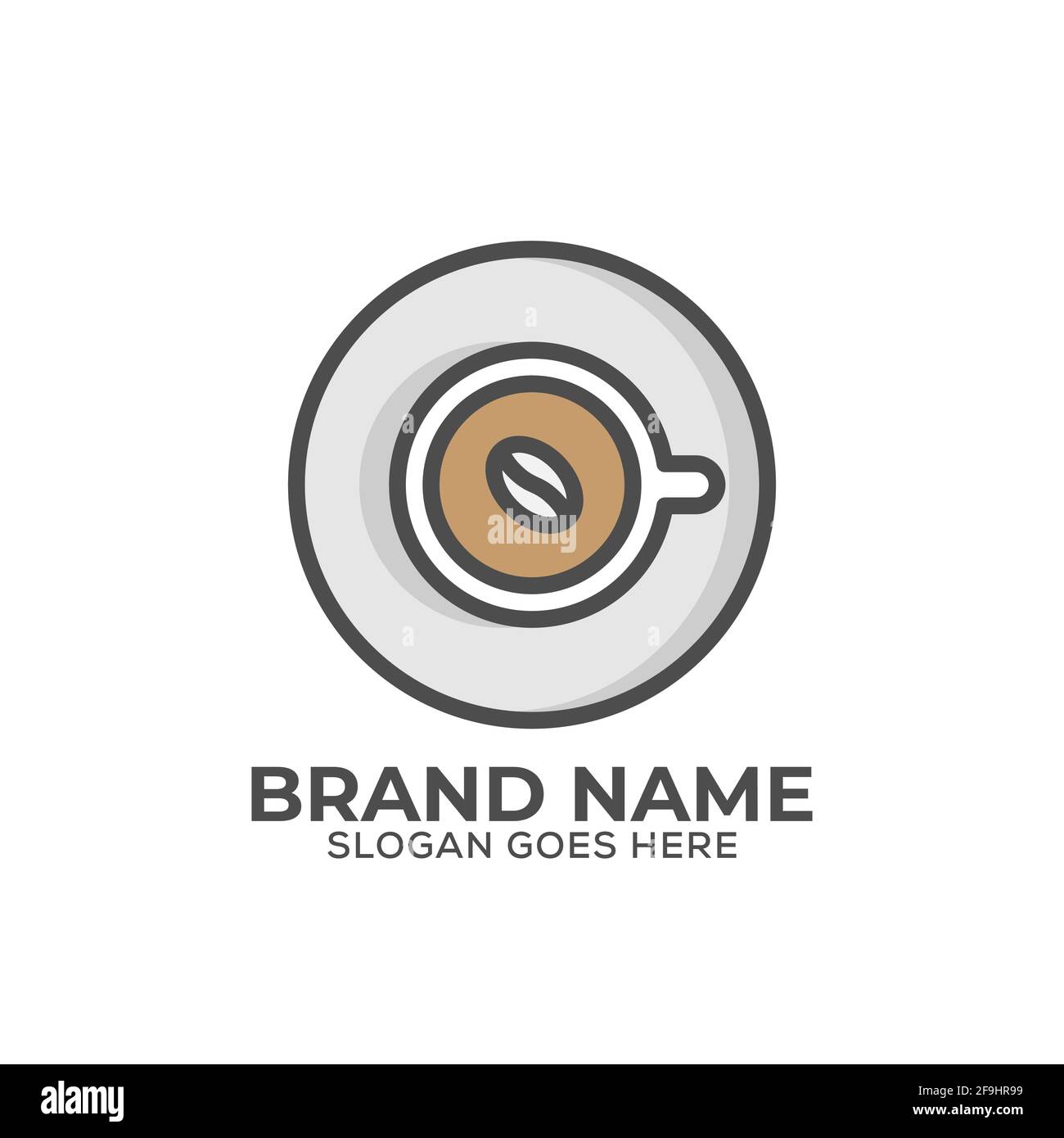 flat lay coffee cup logo vector, outline coffee shop logo template