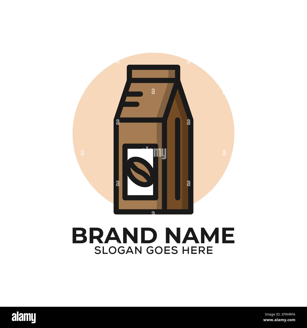 Coffee bean wrap logo design vector, flat design organic coffee store logo template Stock Vector