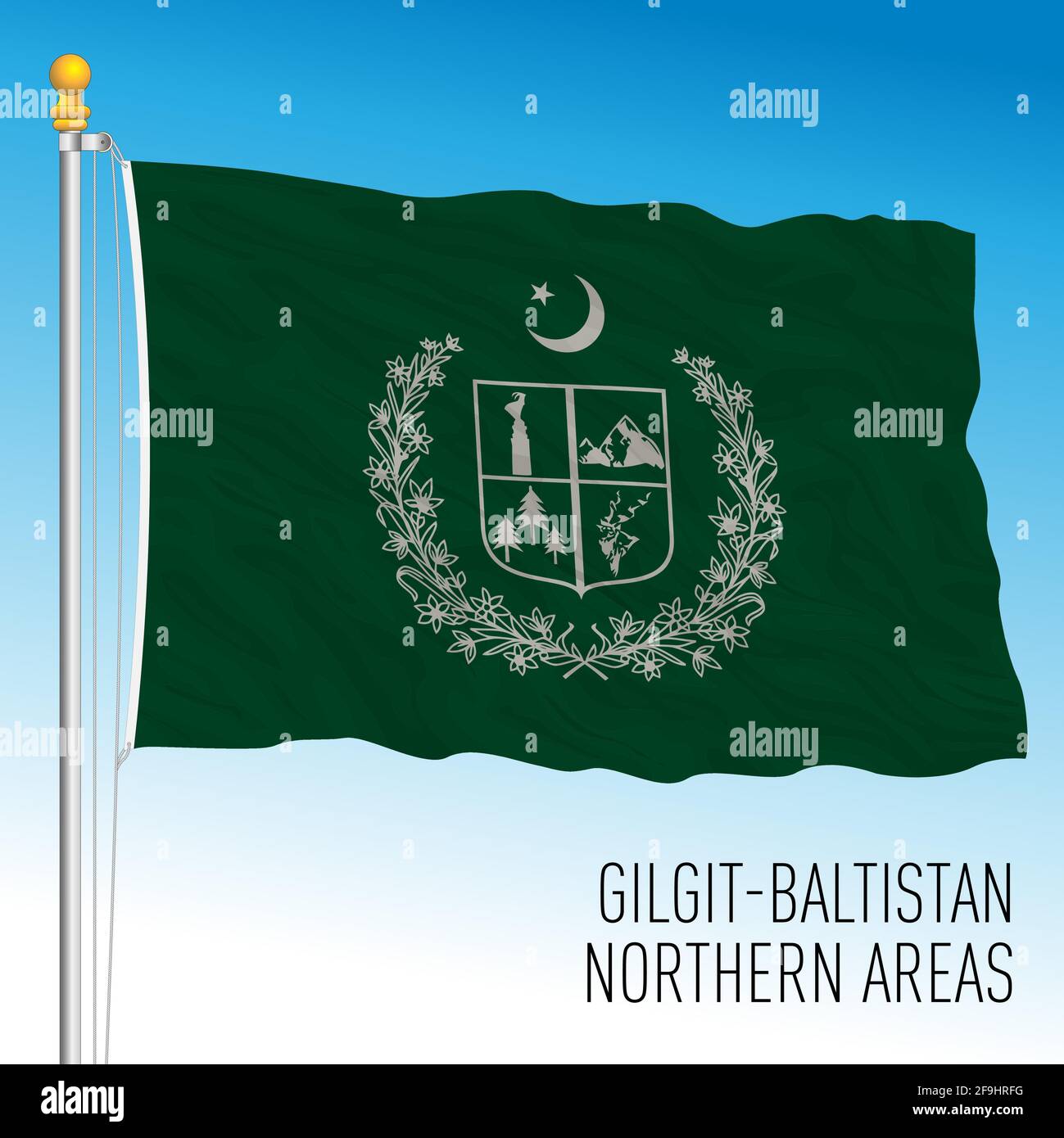 North Territory, Baltistan flag, Pakistan region, vector illustration Stock Vector