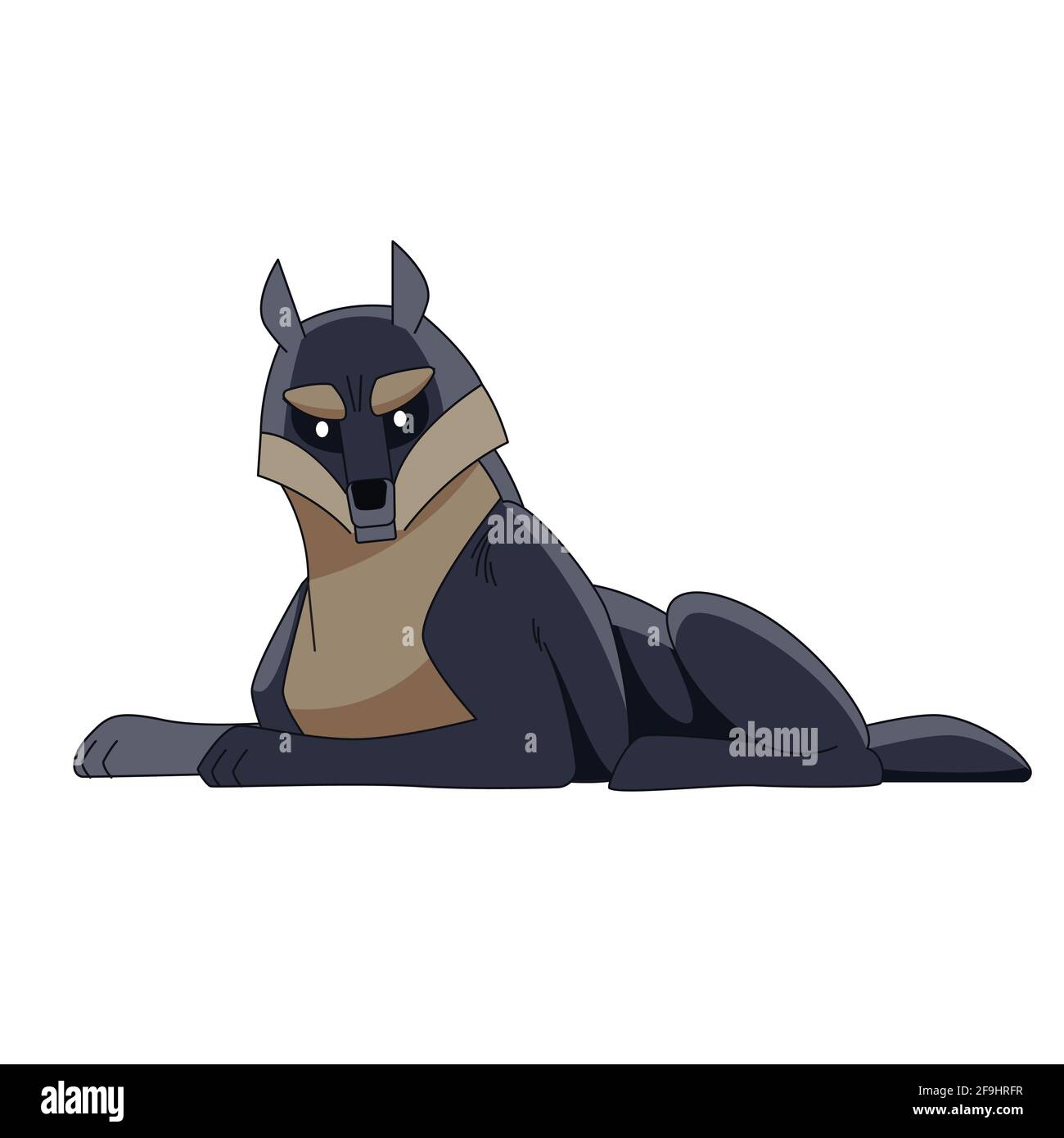 Big Wolf Leader is resting. Cartoon character of a dangerous mammal ...