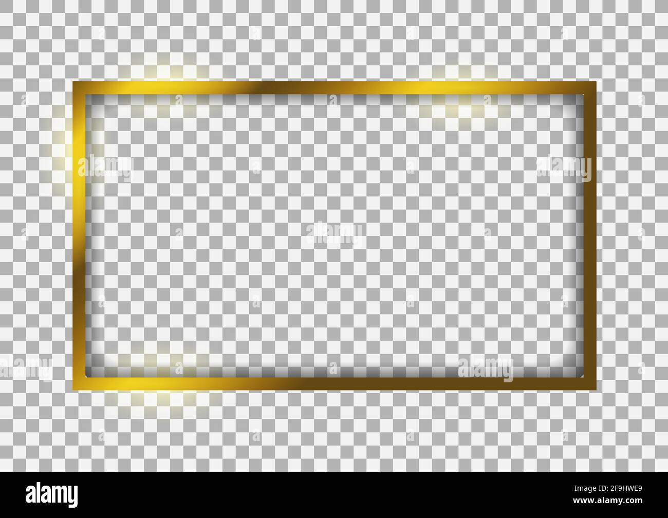 Luxury gold border with shadows isolated on transparent vector