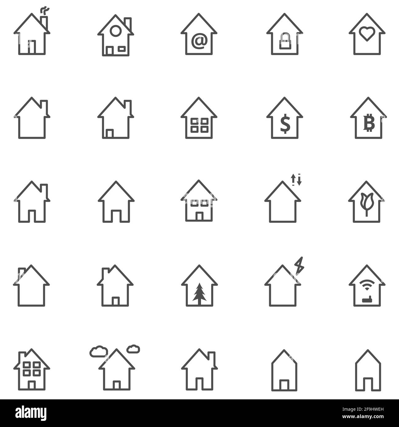 Set of house icon, Thin simple outline of home with variety shape vector illustration. Stock Vector