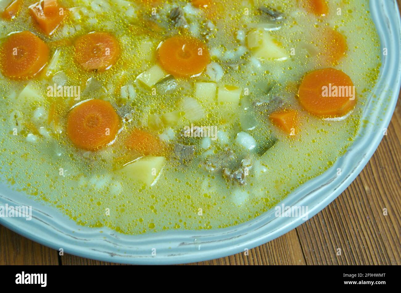Graupensuppe Eintopf - German Barley Soup With Bacon Stock Photo - Alamy