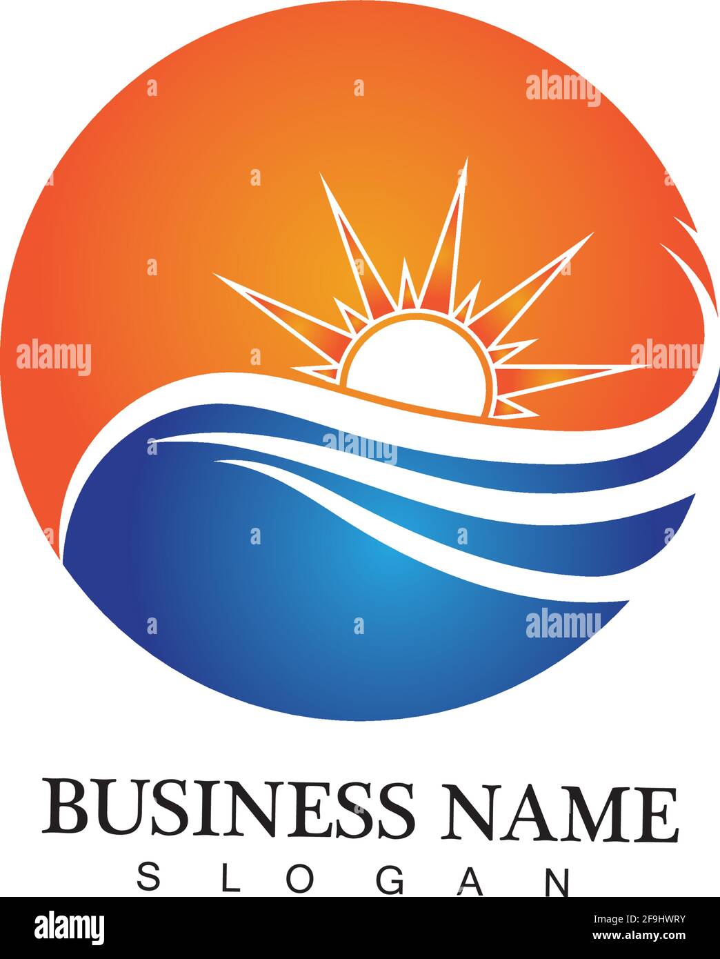 Water wave and sun icon vector illustration design logo Stock Vector ...