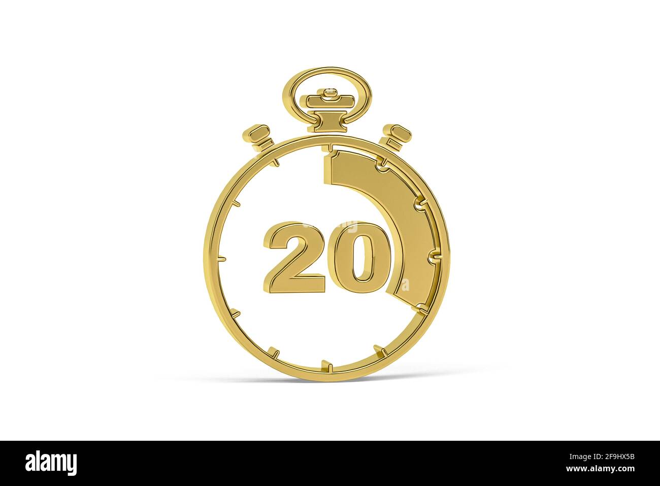 Golden 3d stopwatch icon isolated on white background - 3D render Stock ...