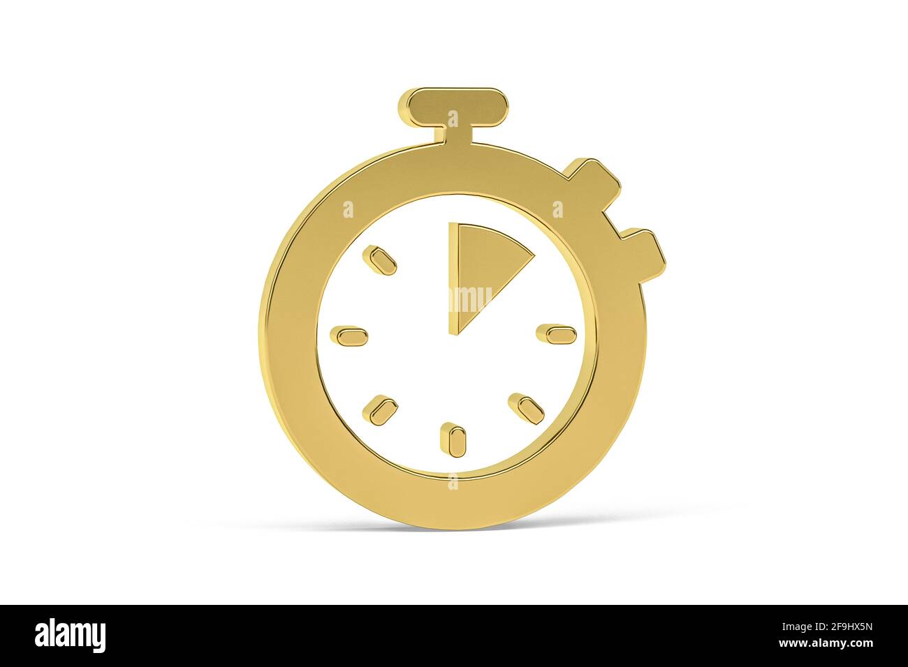 Golden 3d stopwatch icon isolated on white background - 3D render Stock ...