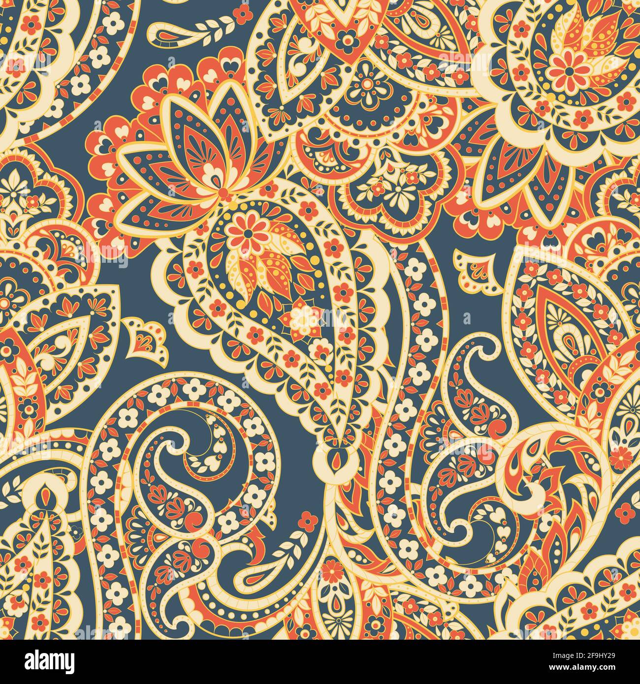 Seamless Paisley pattern in asian ethnic style. Floral vector illustration Stock Vector
