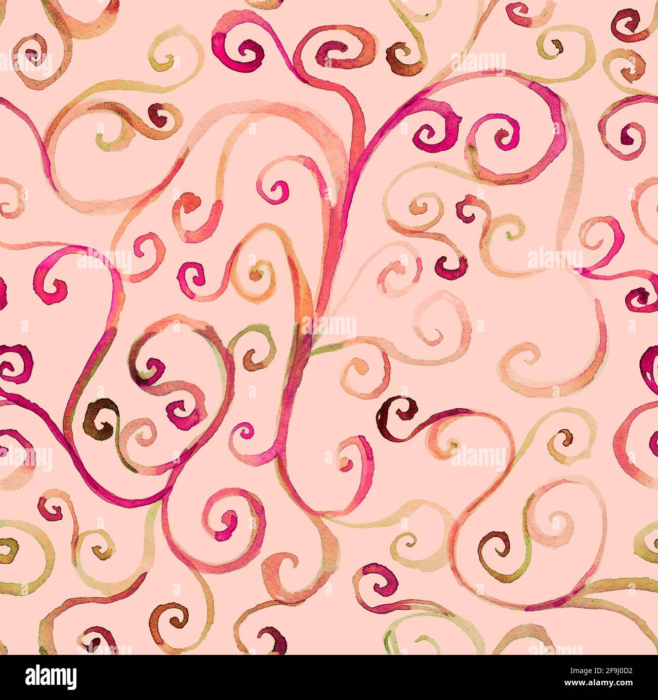 Colorful abstract Seamless pattern with hand drawn watercolor swirls on ...