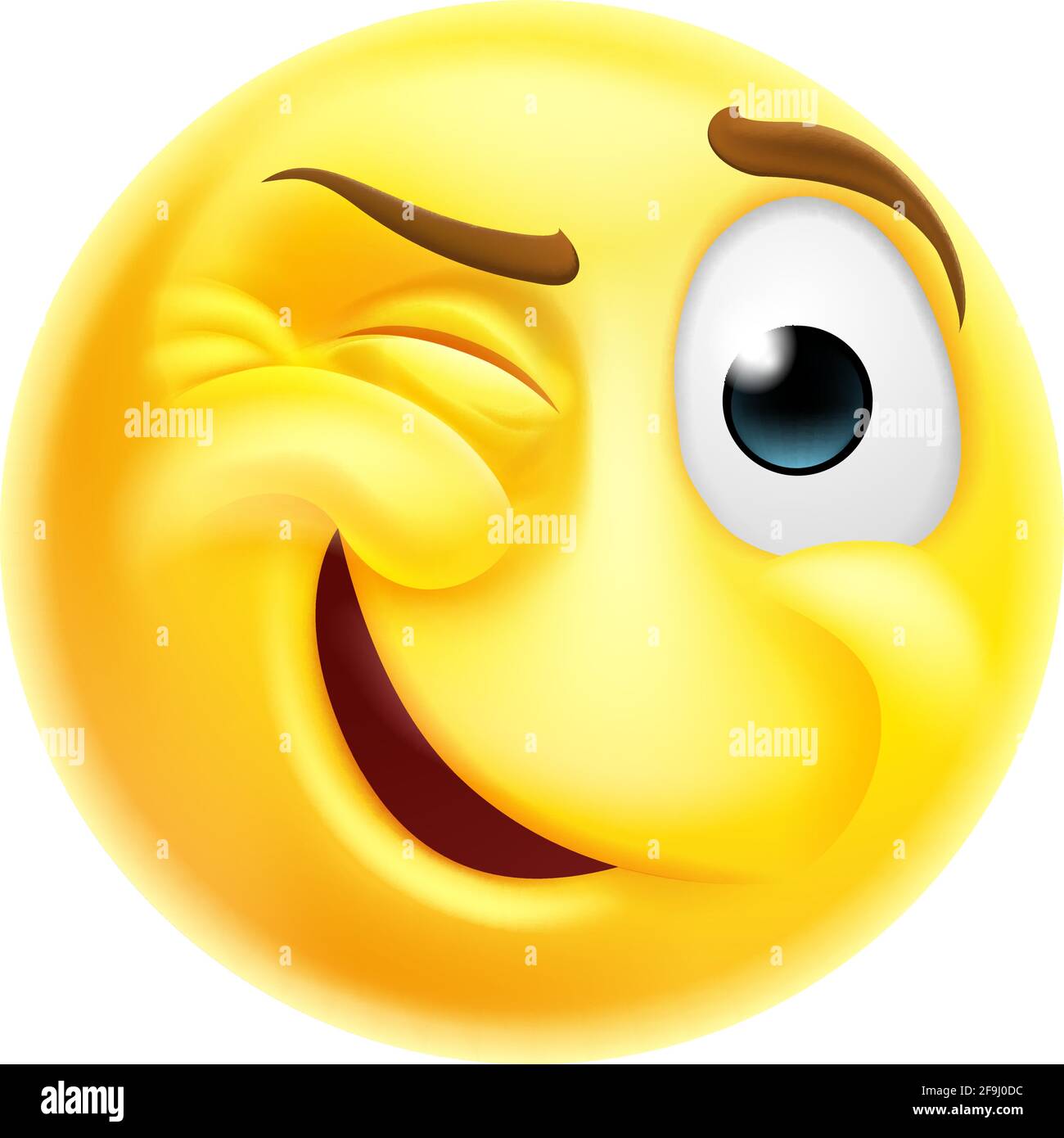 Winking Cheeky Emoticon Cartoon Face Stock Vector