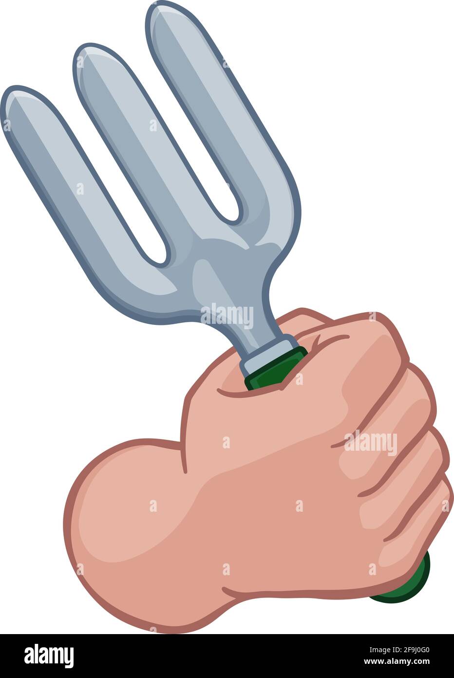 Gardener Farmer Hand Fist Holding Fork Cartoon Stock Vector