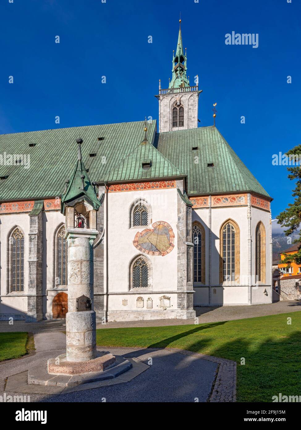 The parish church of Maria Himmelfahrt is the largest and most important Gothic sacral building in Tyrol, Austria Stock Photo