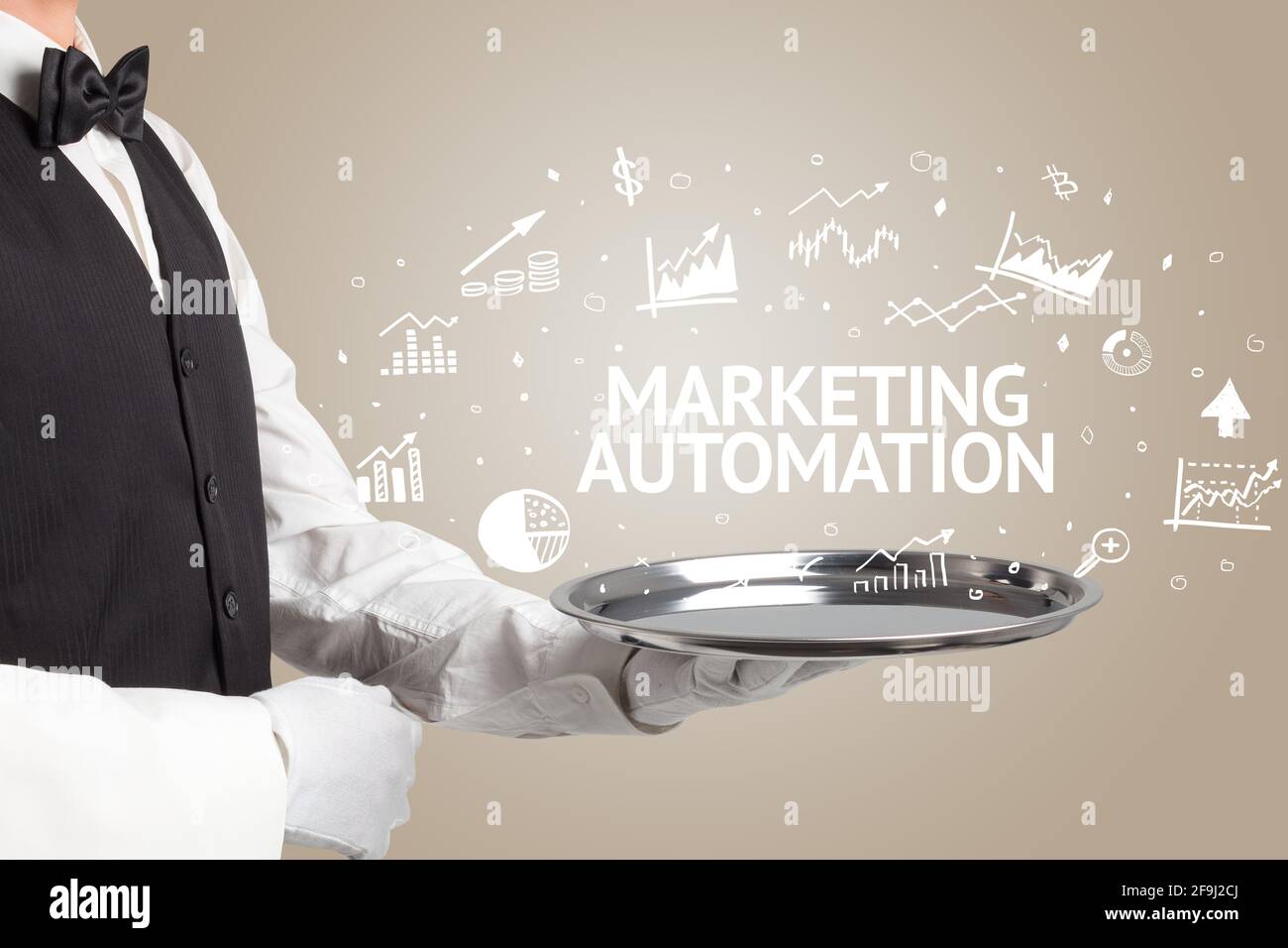 Waiter serving business idea concept Stock Photo