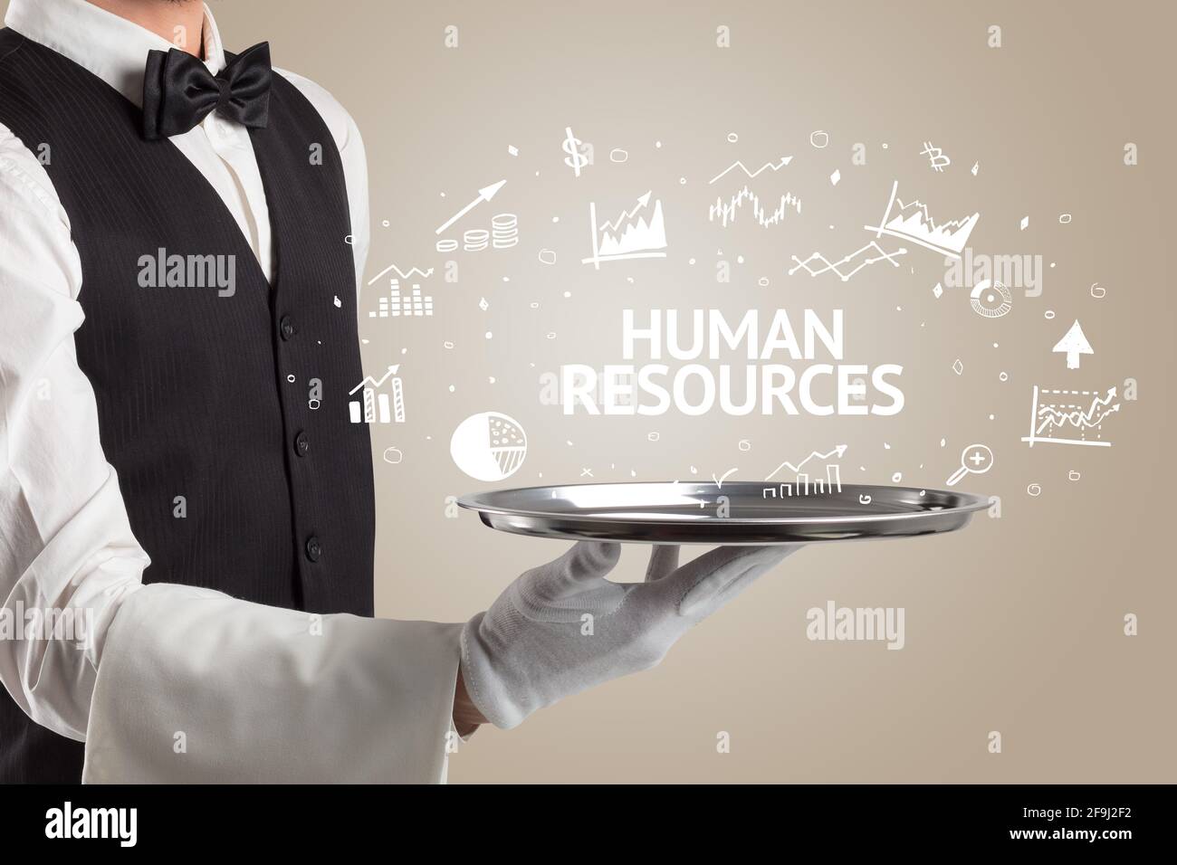 Waiter serving business idea concept Stock Photo