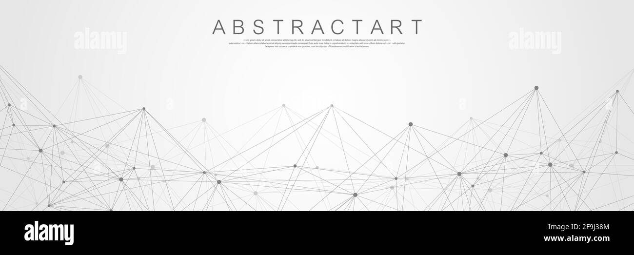 Technology abstract lines and dots connection background. Connection digital data and big data concept. Digital data visualization. Vector Stock Vector