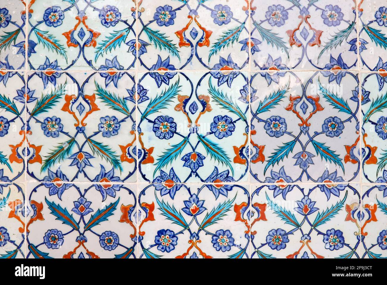 Turkish Favorite Color Details of Traditional Turkish Blue Tile with Blue, Green and Red Color ...