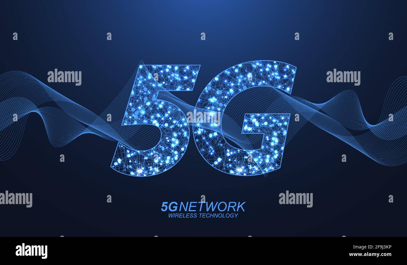 5G network wireless technology concept. 5G web banner icon for business and technology, signal, speed, network, big data, technology, IoT and traffic Stock Vector