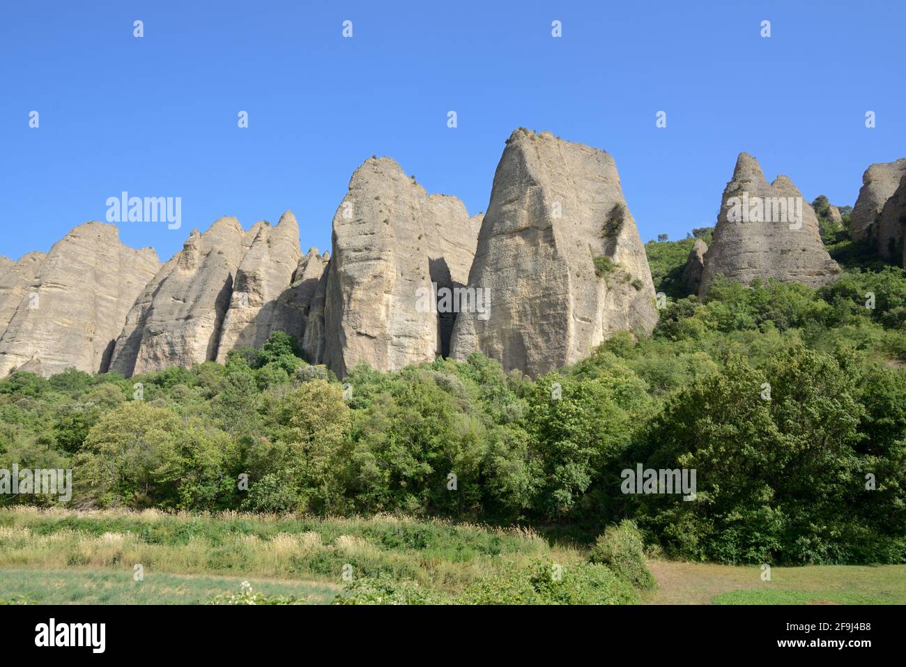 The Penitent Rocks or Rock Formation Les Mées Alpes-de-Haute-Provence Provence France Stock Photo