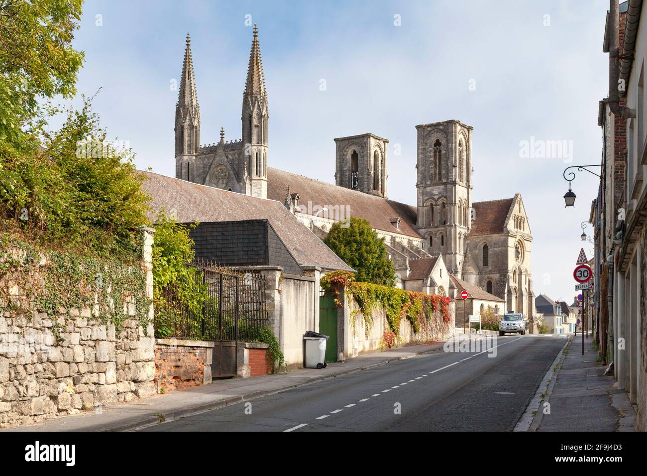 Laon, France - September 8 2020: The Saint-Martin de Laon abbey was founded in 1124 by the bishop of Laon, Barthélemy de Jur, and Norbert de Xanten wh Stock Photo