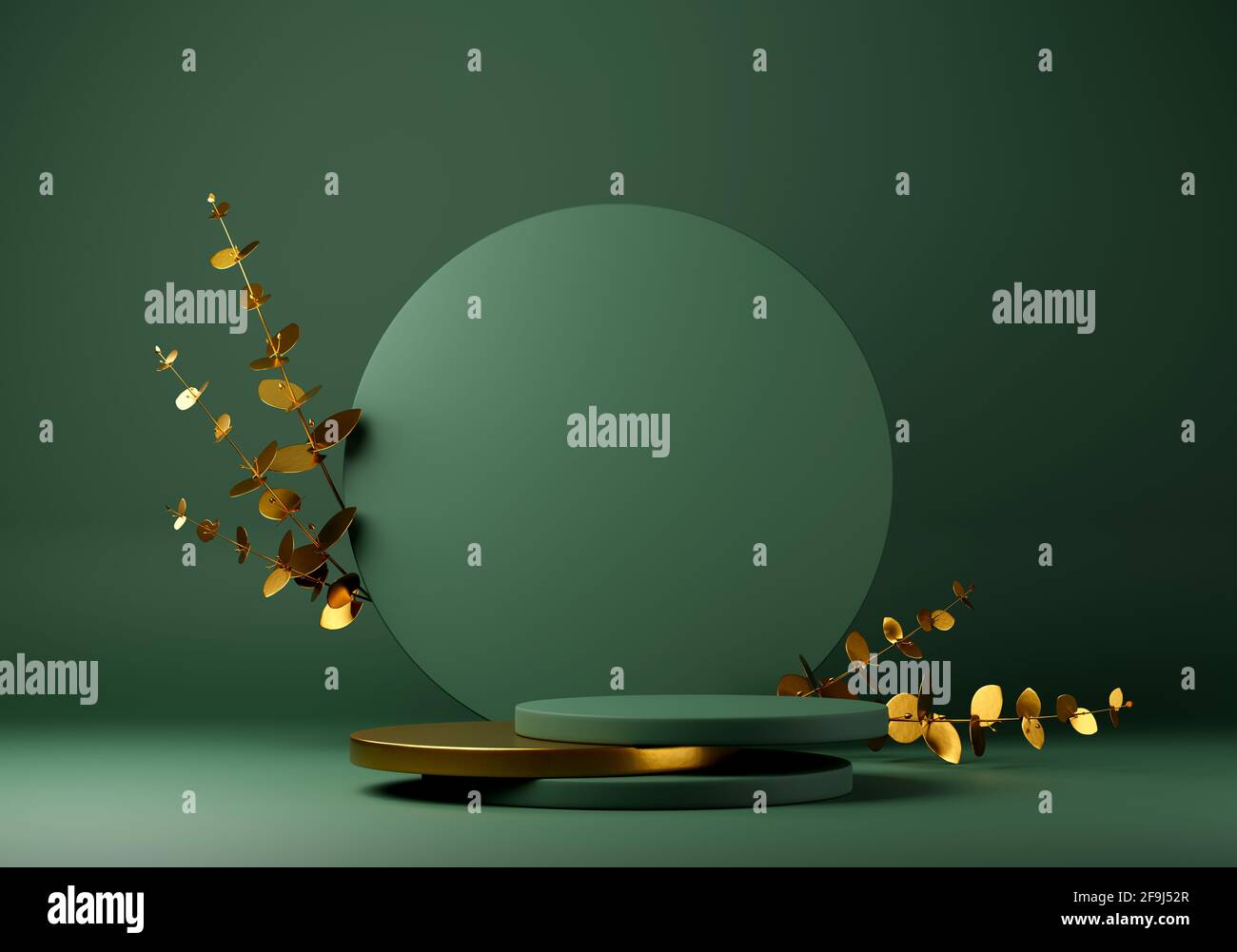 Abstract geometric shape green color minimalistic scene with podium ...