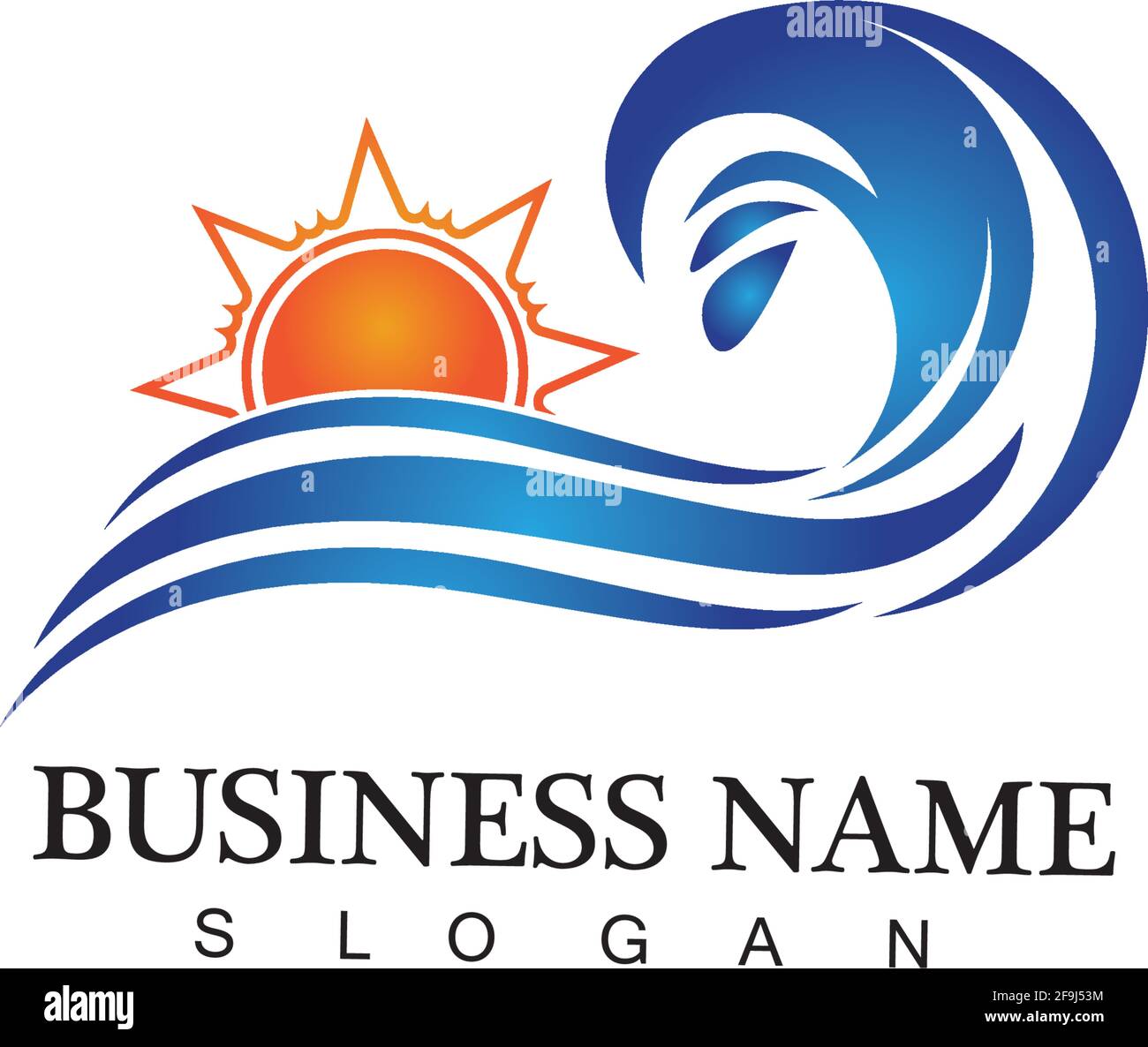 Water wave and sun icon vector illustration design logo Stock Vector ...