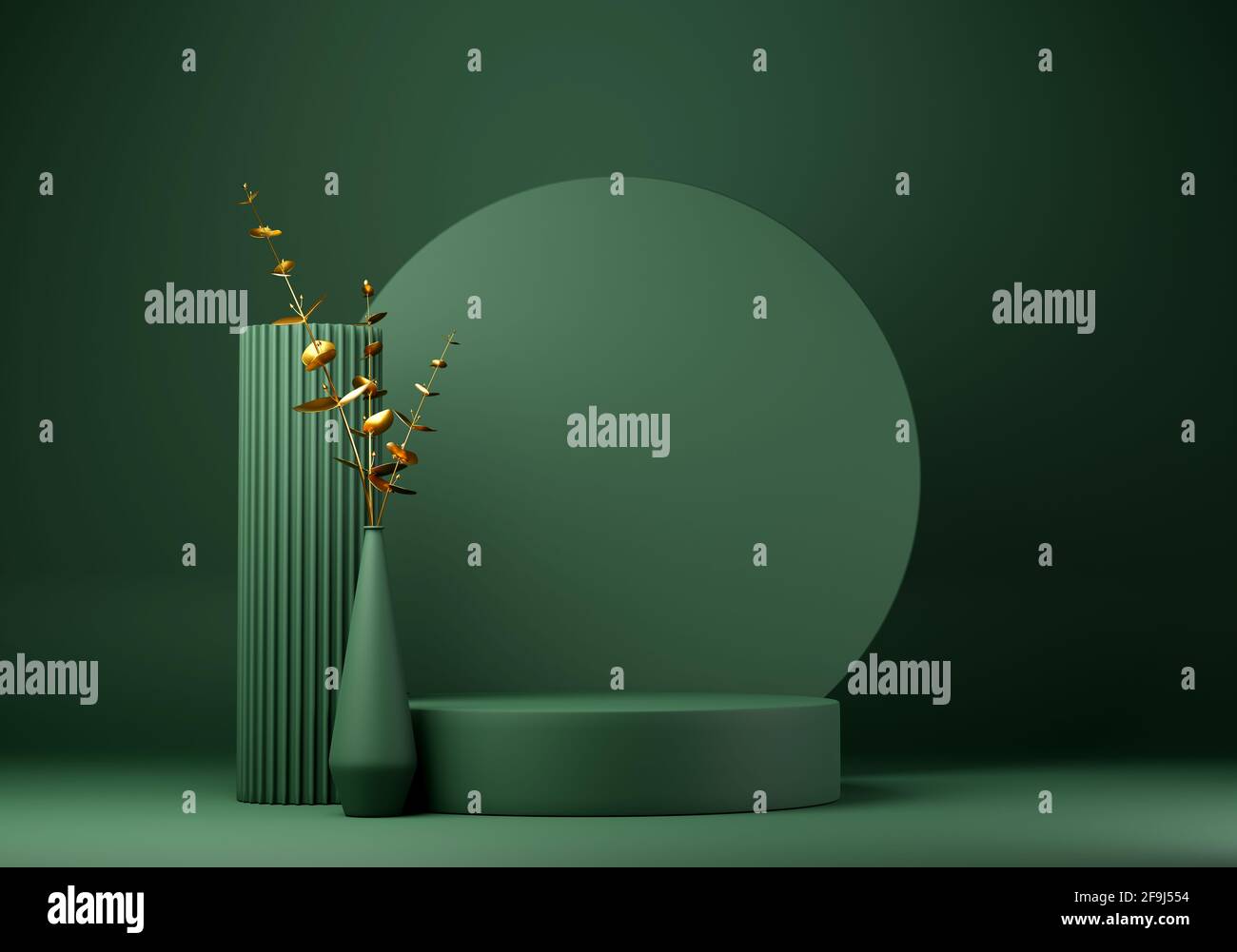 Abstract geometric shape green color minimalistic scene with podium ...