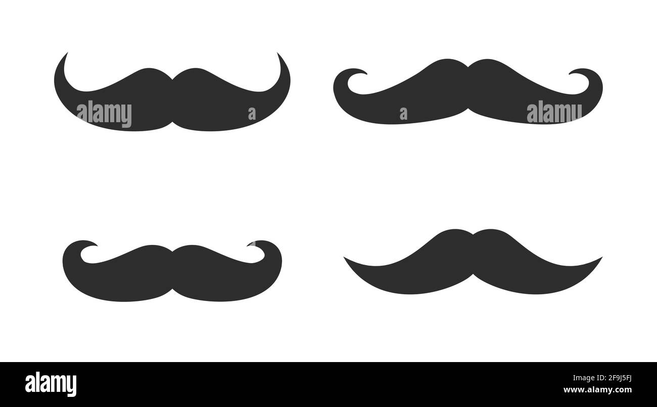 Vector whisker hipster black charlie chaplin moustache set. Cartoon dad moustache icon Stock Vector