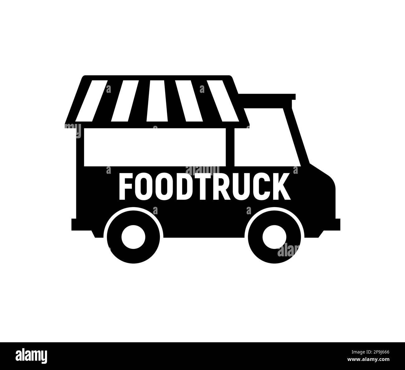 Food truck logo icon. Vector foodtruck kitchen street van design icon Stock Vector