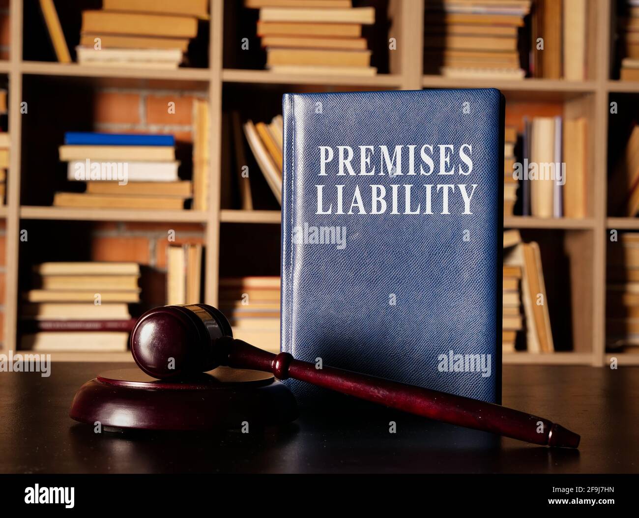 Premises Liability book with a court hummer. Stock Photo