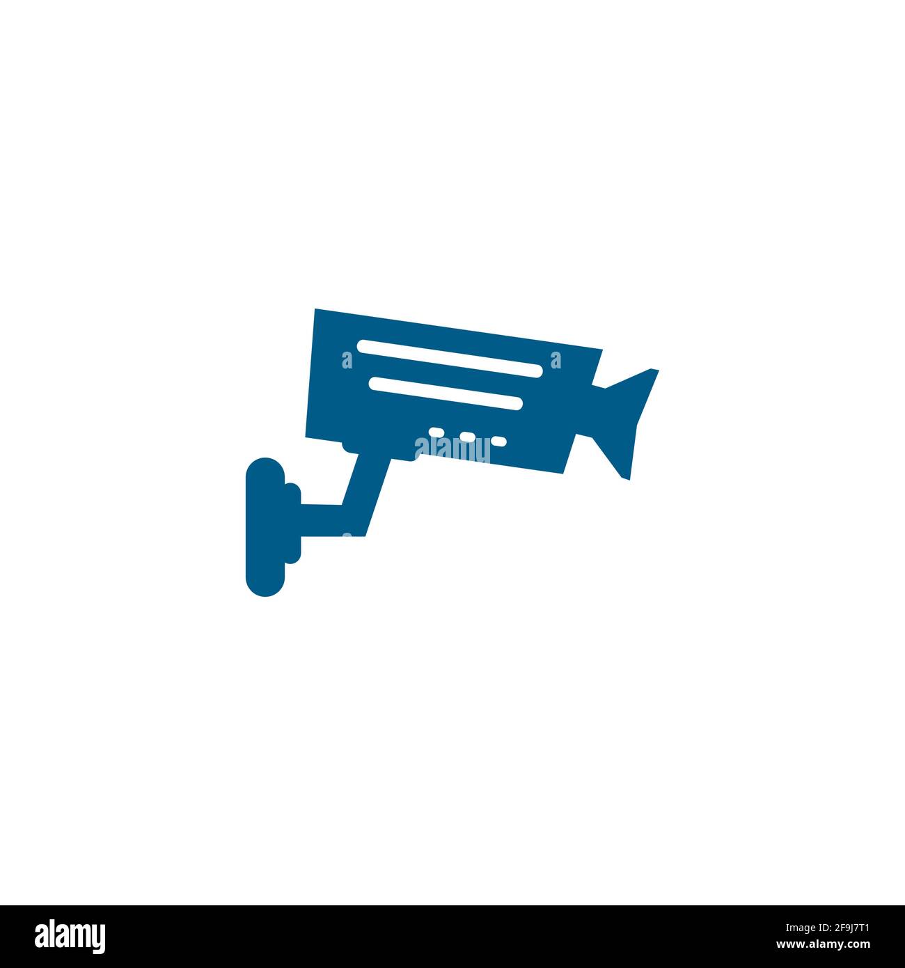 Security Camera Blue Icon On White Background. Blue Flat Style Vector