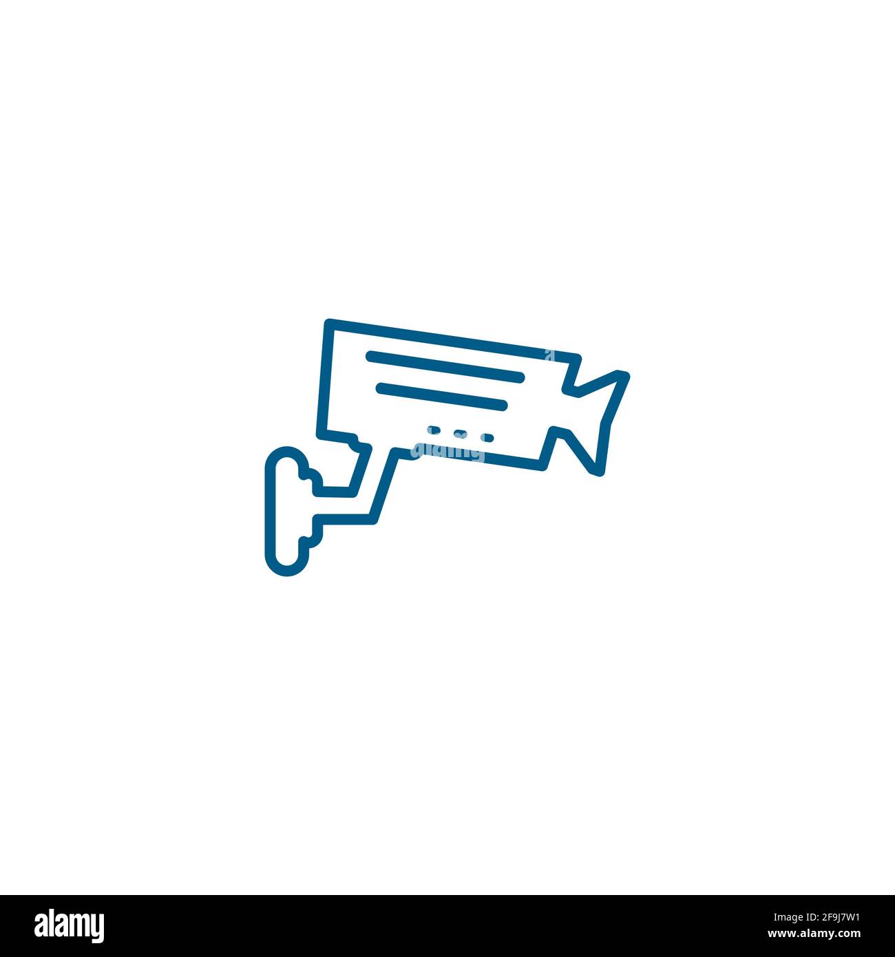Security Camera Line Blue Icon On White Background. Blue Flat Style ...