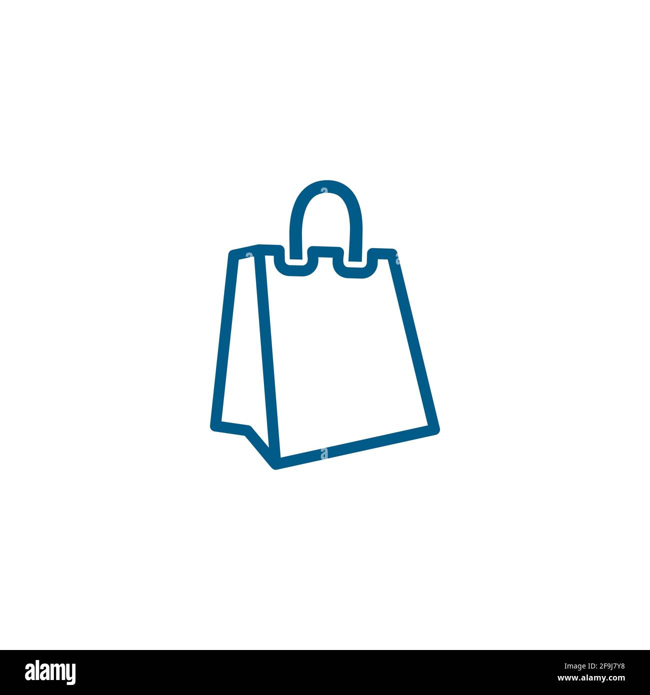 Shopping Bag Line Blue Icon On White Background. Blue Flat Style Vector ...