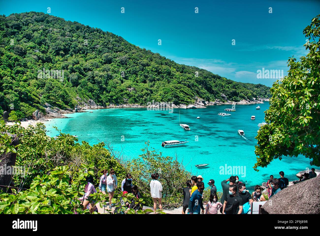 Similan Islands, Khaolak, Phang-Nga, Thailand April 18, 2021 Stunning, scenic view with turquoise blue water of the Andaman sea at Similan Islands Stock Photo