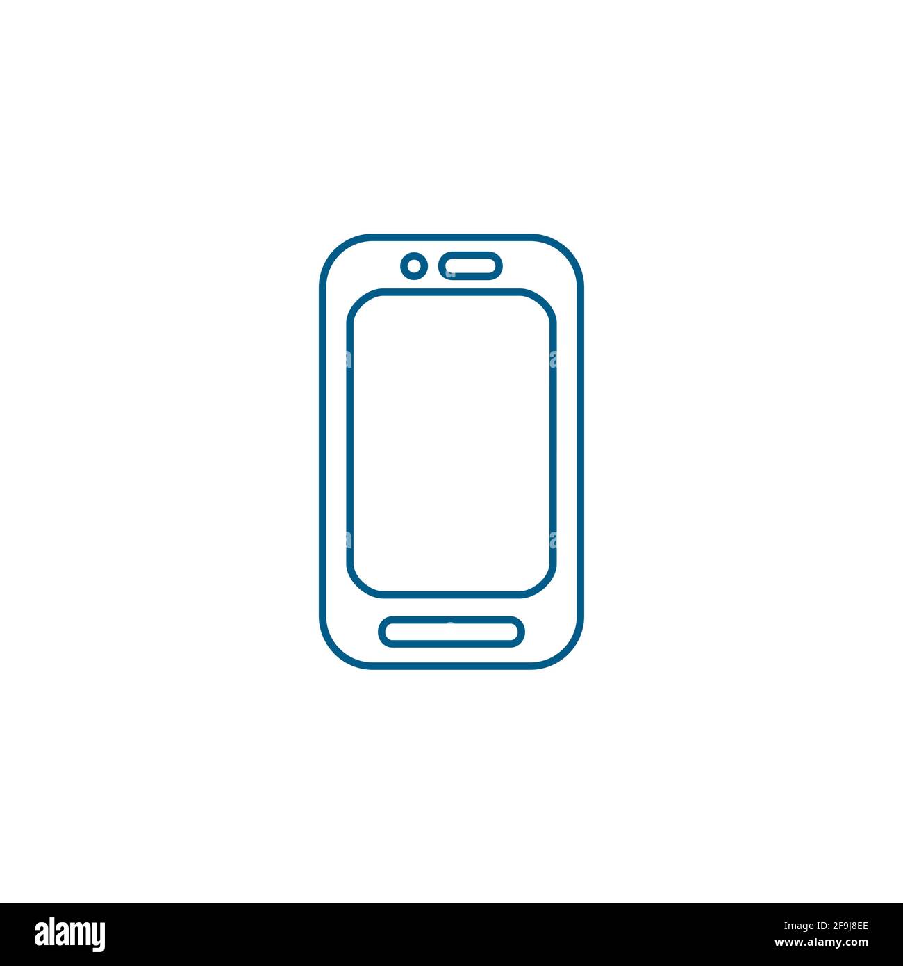 Smartphone Line Blue Icon On White Background. Blue Flat Style Vector ...