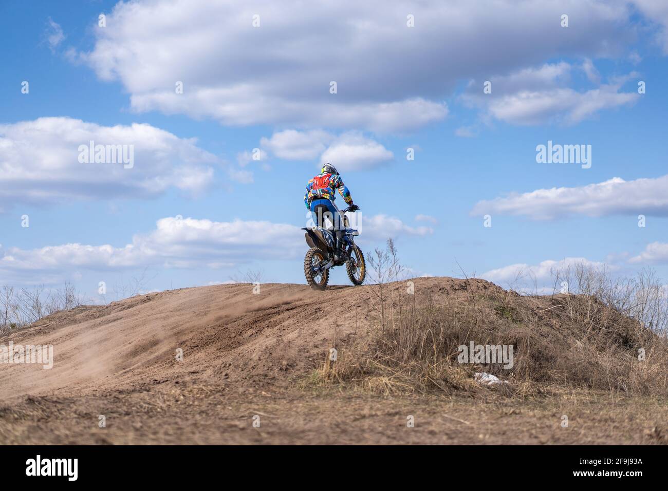 Kharkov. Ukraine March 2021 Moto cross training Enduro bike ride off