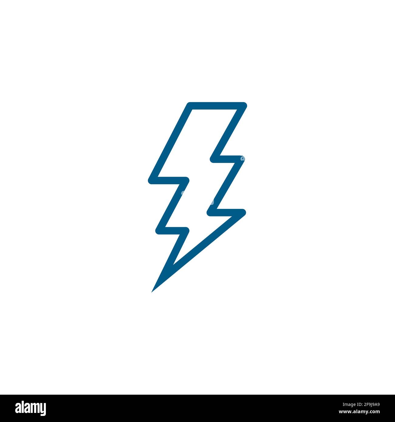 Thunderbolt Line Blue Icon On White Background. Blue Flat Style Vector ...