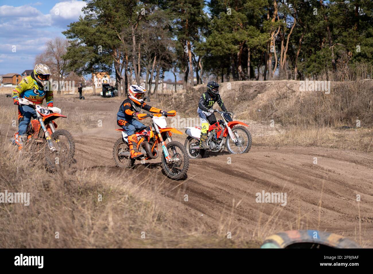 Kharkov. Ukraine March 2021 Moto cross training Enduro bike ride off road  track Motorcycle competition Stock Photo - Alamy