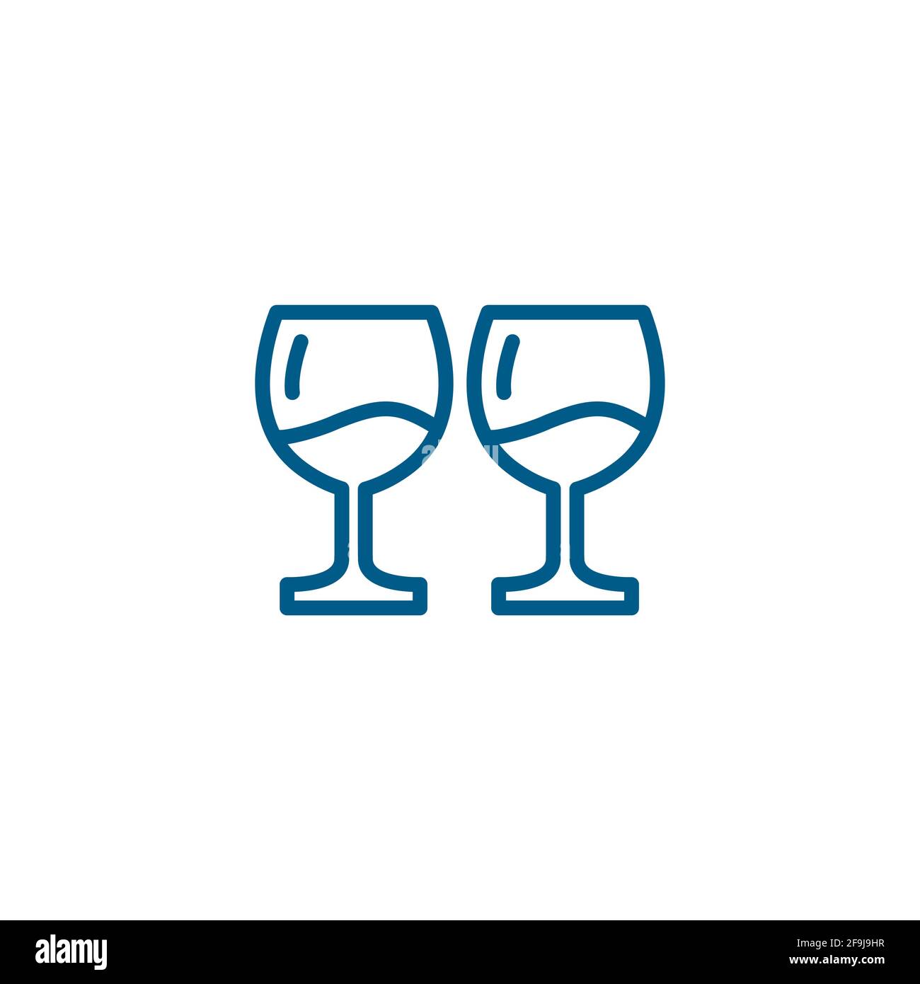 Wine Glasses Line Blue Icon On White Background. Blue Flat Style Vector ...