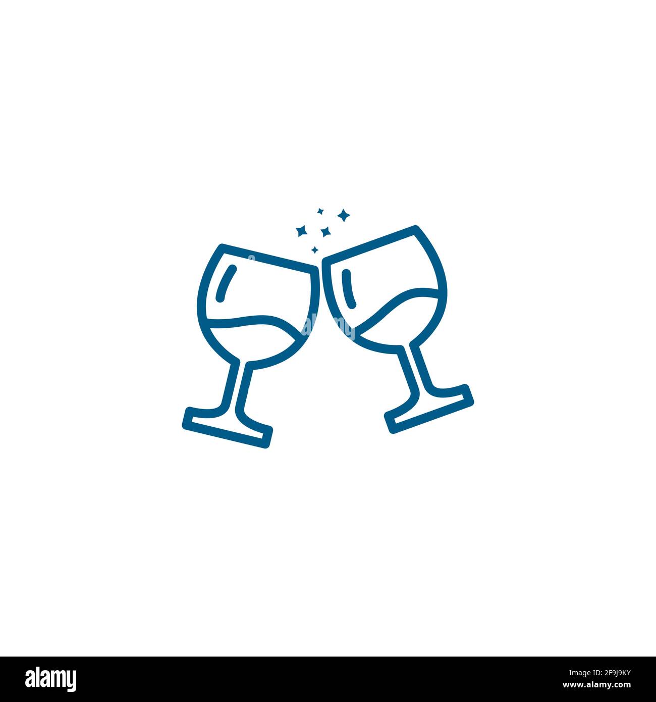 Wine Glasses Toast Line Blue Icon On White Background. Blue Flat Style ...