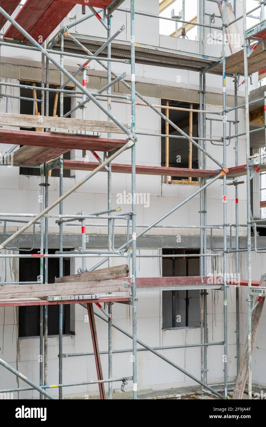 New construction with a scaffold Stock Photo
