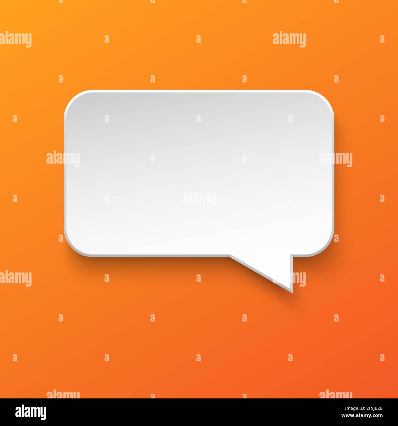 Vector white blank paper speech bubble on orange gradient background ...