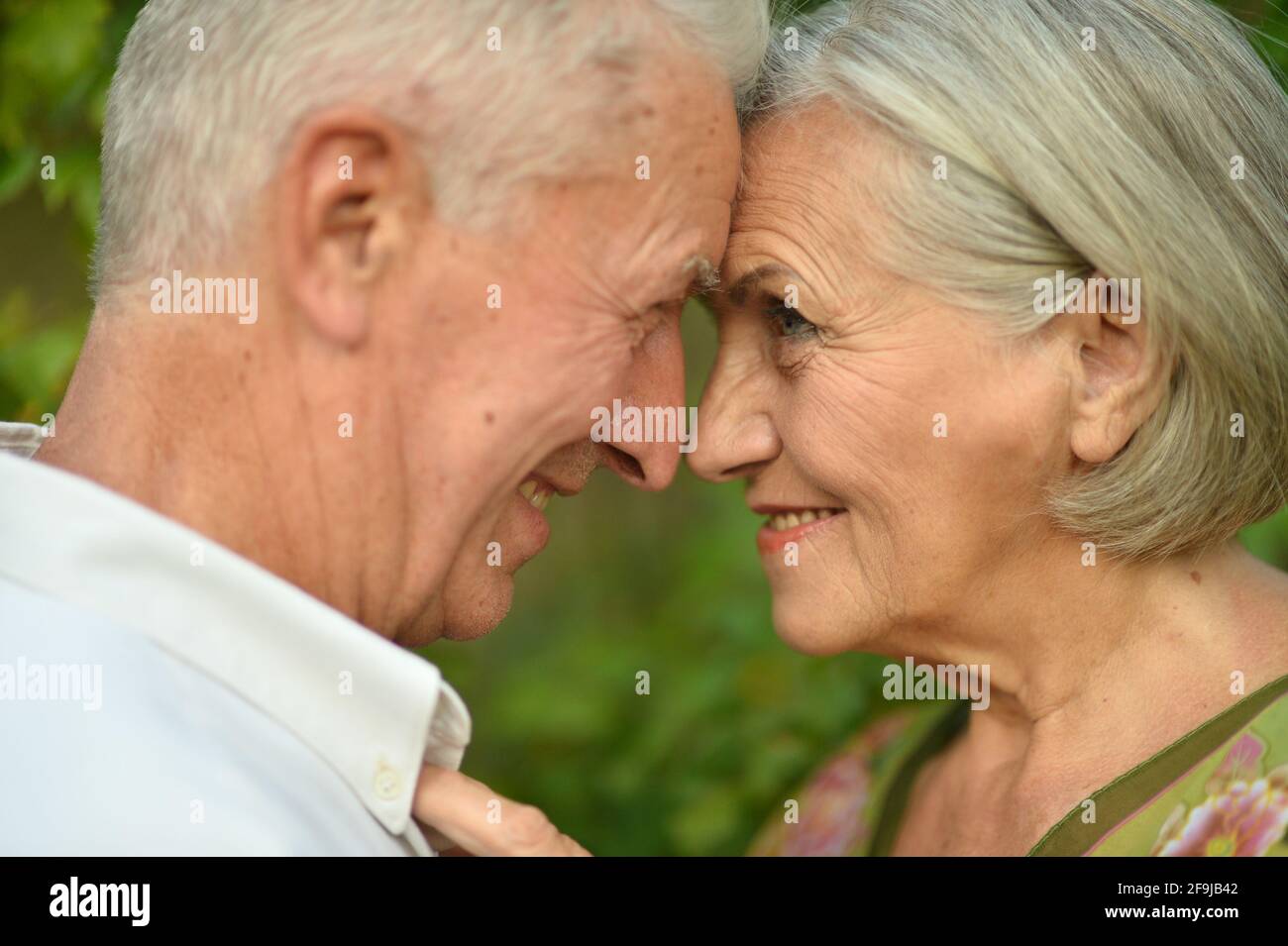 Portrait of a beautiful senior couple in the park Stock Photo - Alamy
