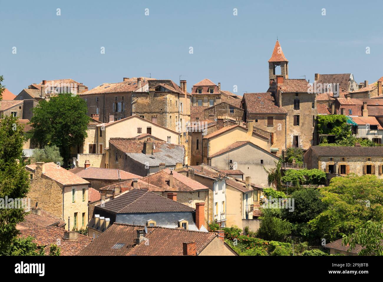 Belvès, in the Dordogne, is considered to be one of the most beautiful towns in France. The name quite literally means 'Beautiful view'. Stock Photo